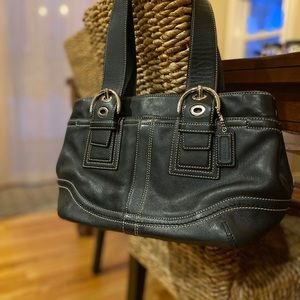 Black leather coach handbag